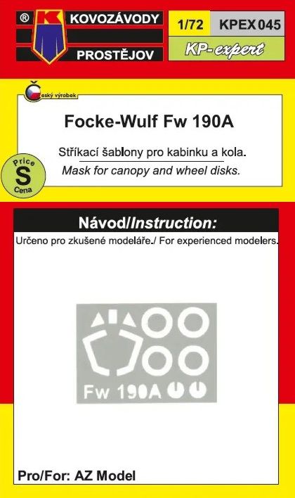 KP KPEX7245 Focke-Wulf Fw-190A Wheels & Canopy Paint Masks 1:72