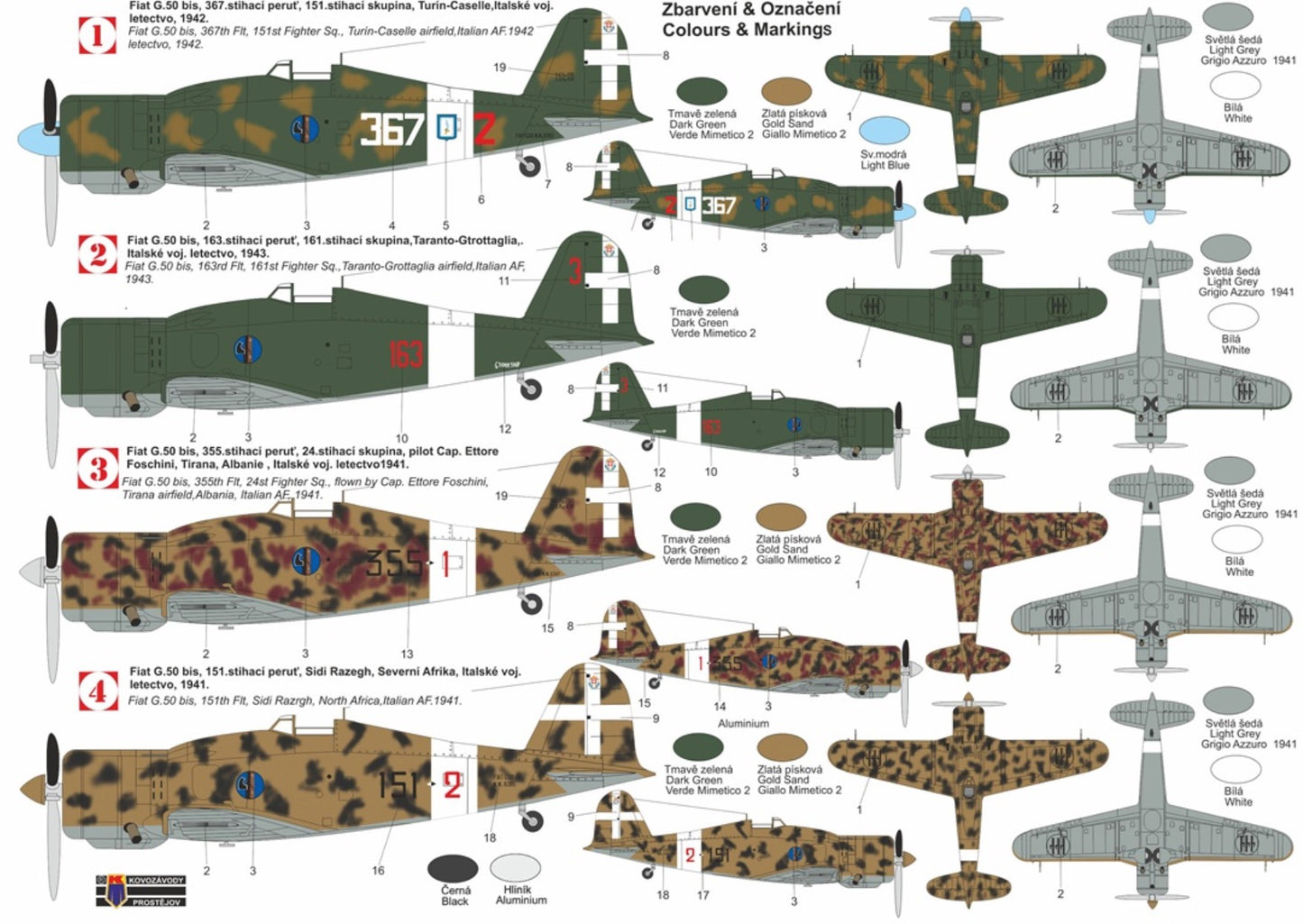 Kovozavody Prostejov KPH7211 1:72 Fiat G.50bis "Freccia"