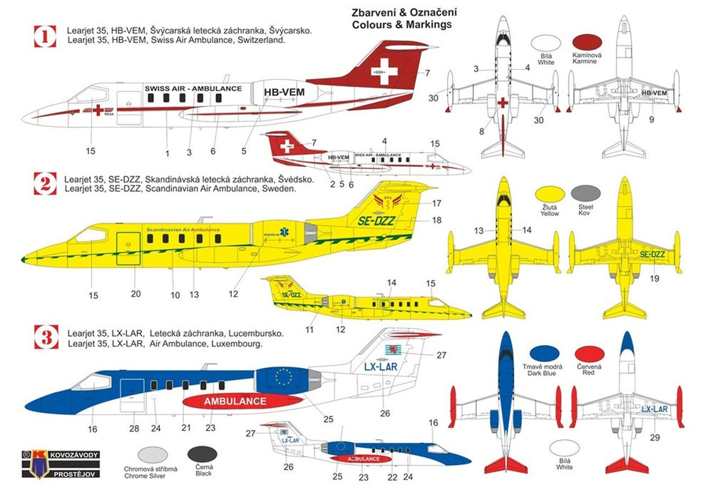 Kovozavody Prostejov KPM14409 1:144 Gates Learjet 35 Ambulance