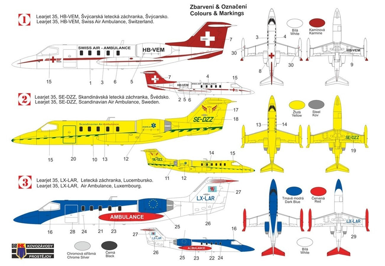 Kovozavody Prostejov KPM14409 1:144 Gates Learjet 35 Ambulance