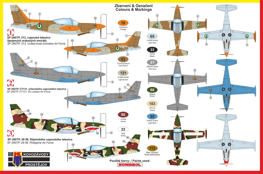 Kovozavody Prostejov KPM4814 1:48 SIAI SF-260TP "Light Attacker"