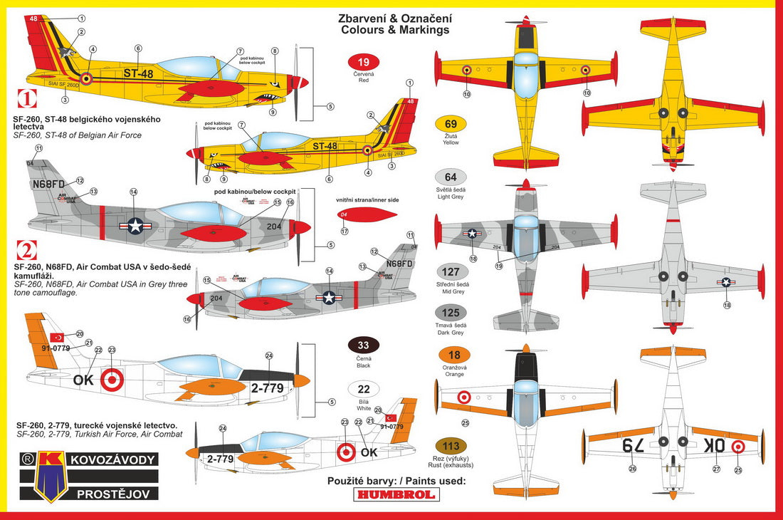 Kovozavody Prostejov KPM4815 1:48 SIAI SF-260D "Trainer"