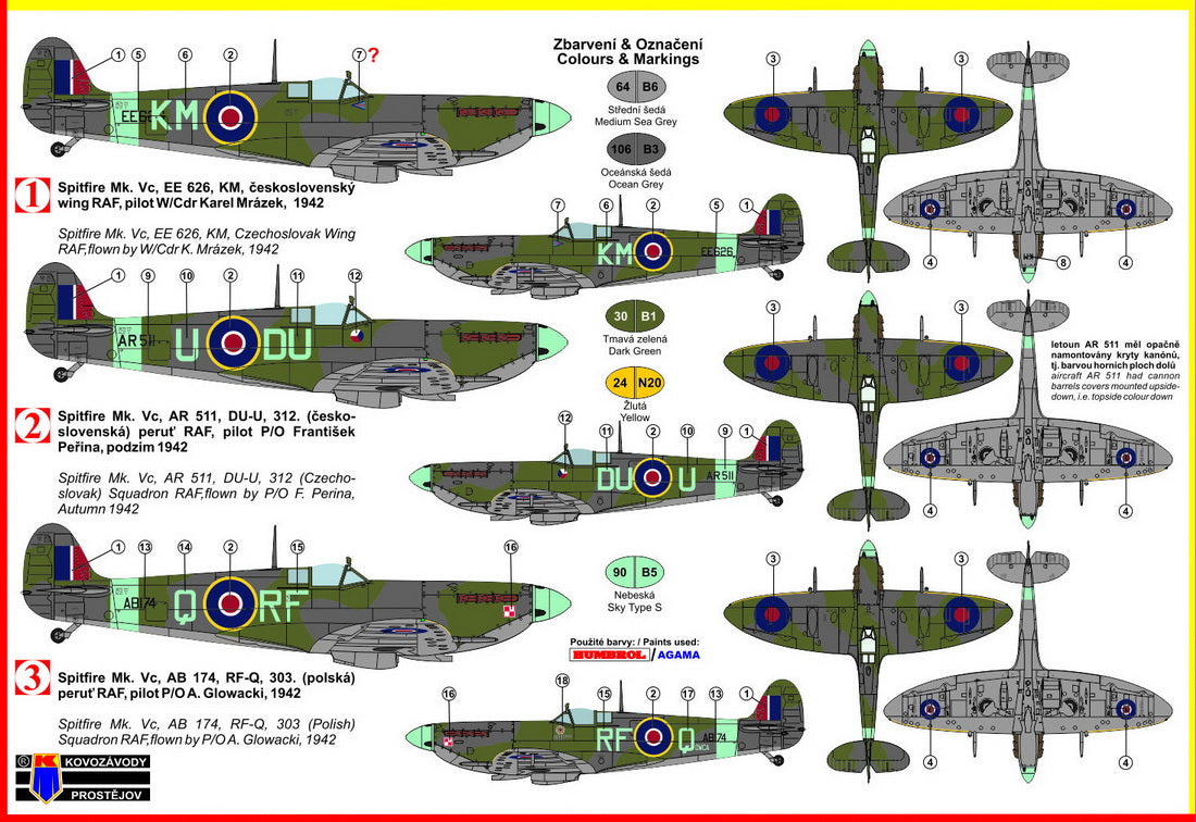 Kovozavody Prostejov KPM72124 1:72 Spitfire Mk.VC "Allied Fighter Aces"