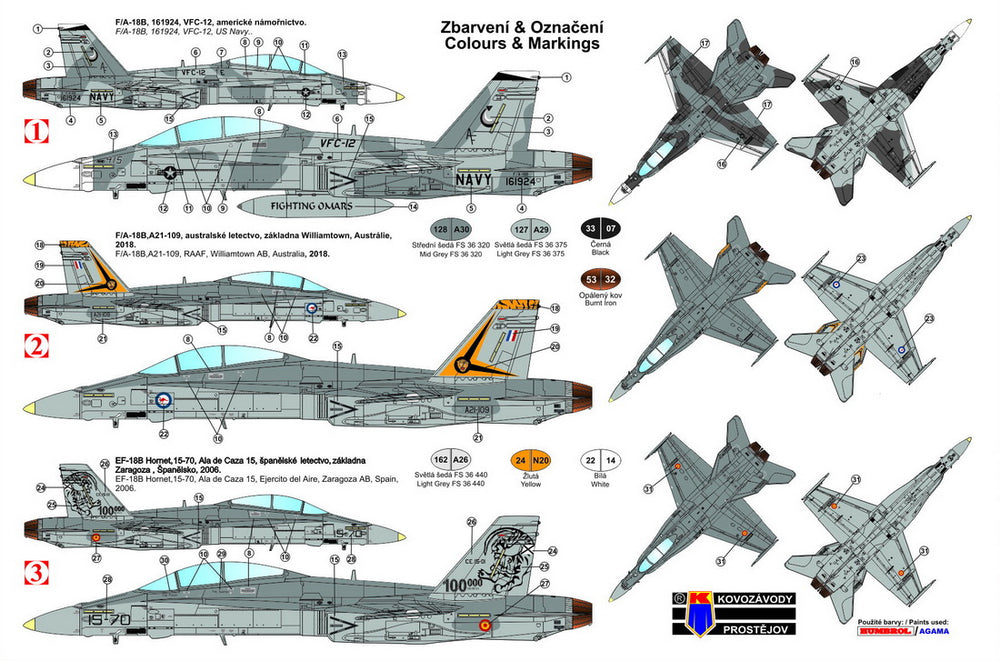 KP KPM72164 McDonnell-Douglas F-18B Hornet Low-Vis 1:72