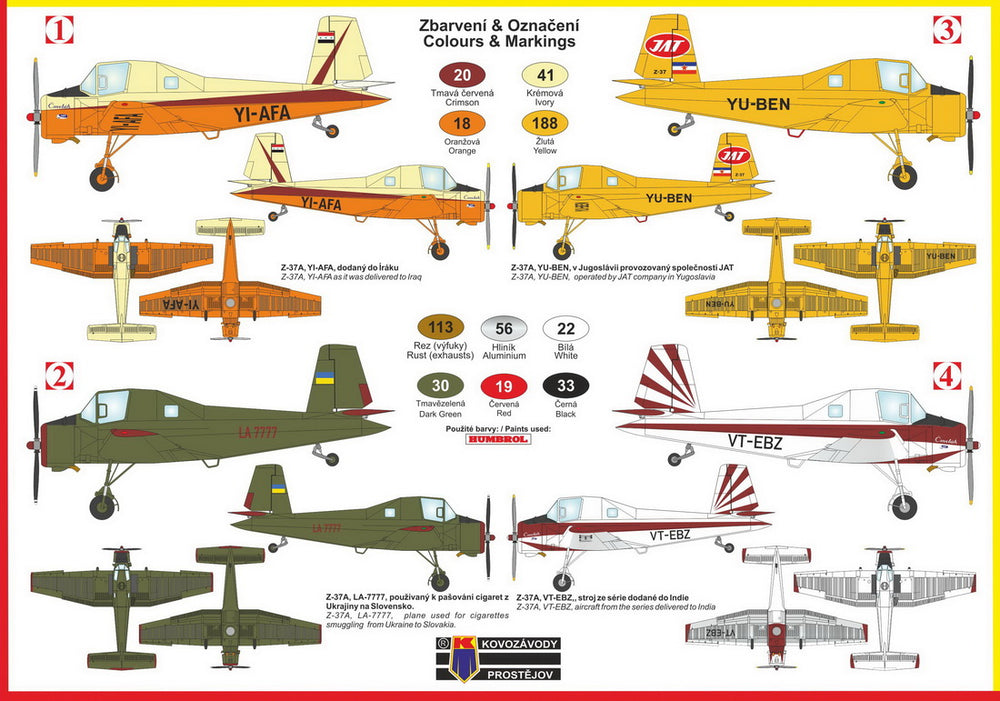 Kovozavody Prostejov KPM72204 1:72 Let Z-37A Cmelak "Export"