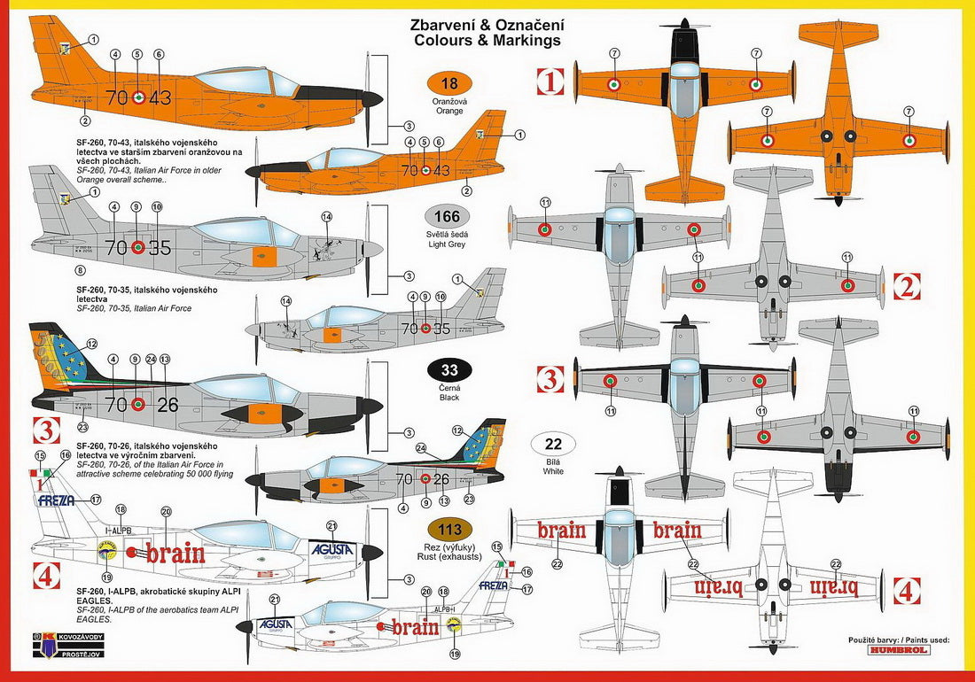Kovozavody Prostejov KPM72211 1:72 SIAI SF-260W/N "In Italian Service"