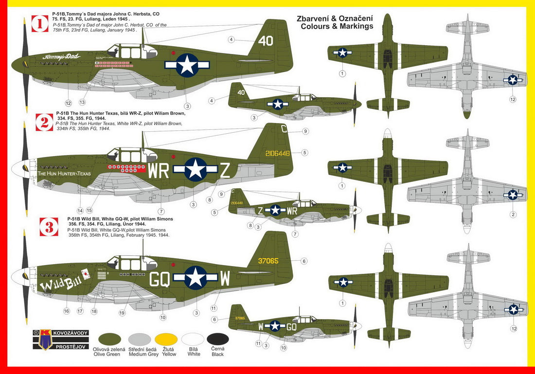 Kovozavody Prostejov KPM72245 1:72 North-American P-51B 'Mustang Aces'