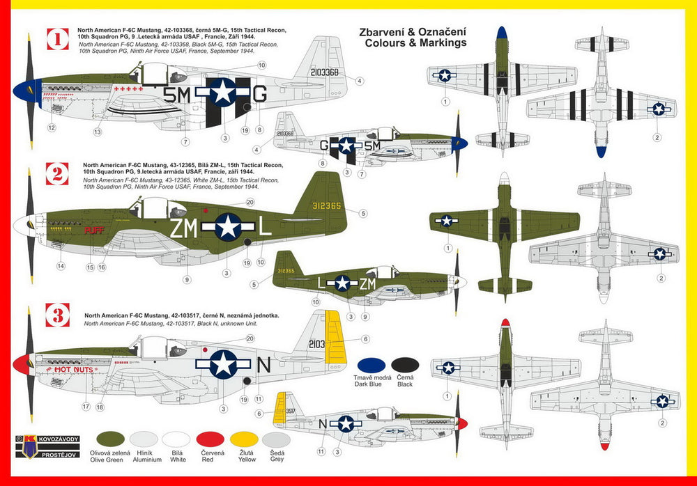 KP KPM72248 North-American F-6C Recce Mustang Malcolm Hood 1:72