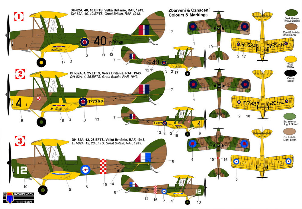 Kovozavody Prostejov KPM72363 1:72 de Havilland DH-82A Tiger Moth 'RAF'