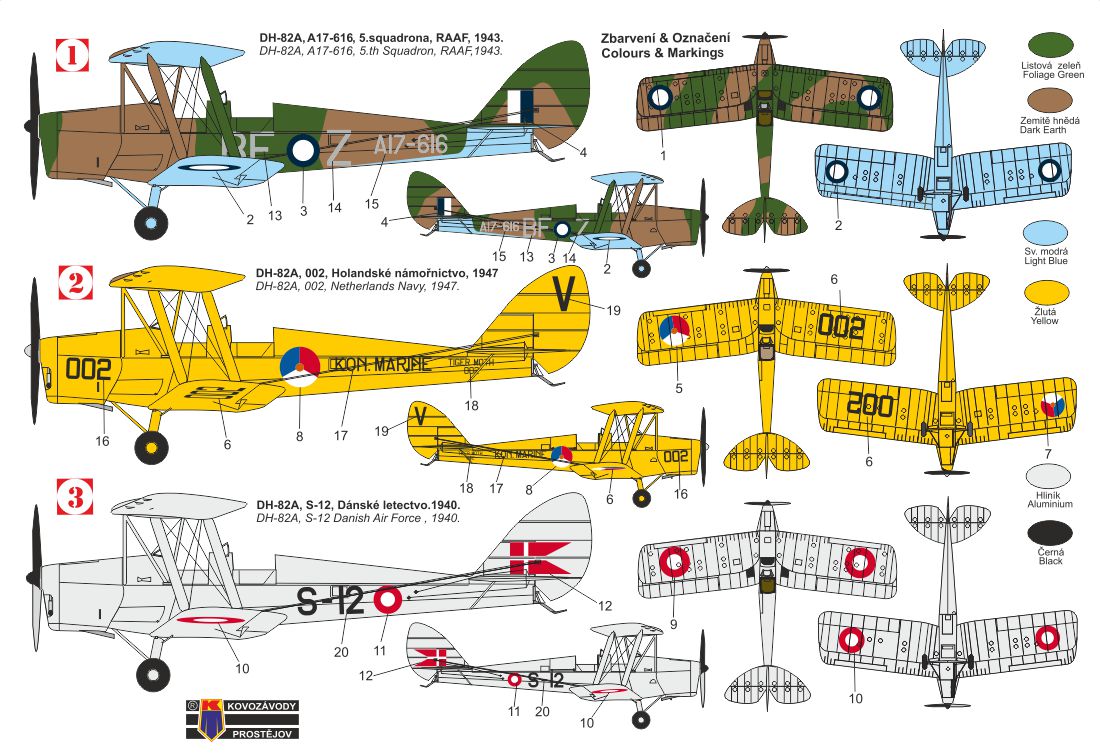 Kovozavody Prostejov KPM72364 1:72 de Havilland DH-82A Tiger Moth International