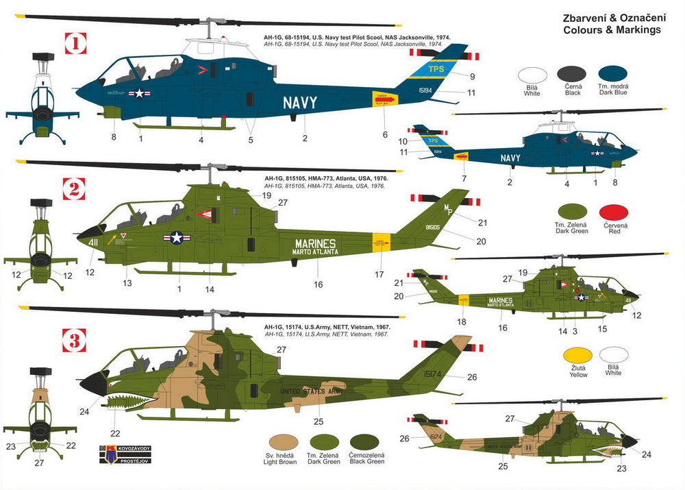 KP KPM72378 Bell AH-1G Huey Cobra Late Re-Box New Canopy 1:72