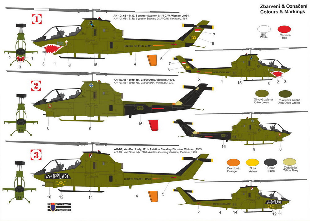 KP KPM72379 Bell AH-1G Huey Cobra Early Re-Box New Canopy 1:72