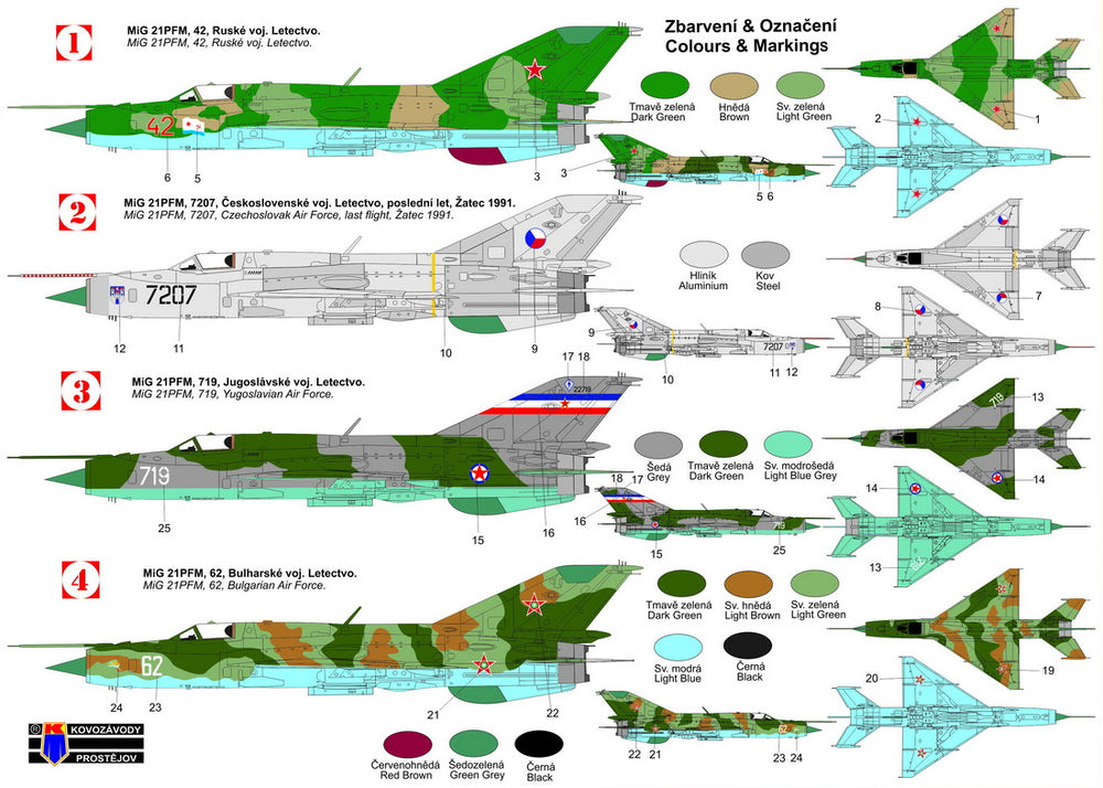 KP KPM72410 MiG-21PFM Russia Czech Yugoslavia Bulgaria Decals 1:72