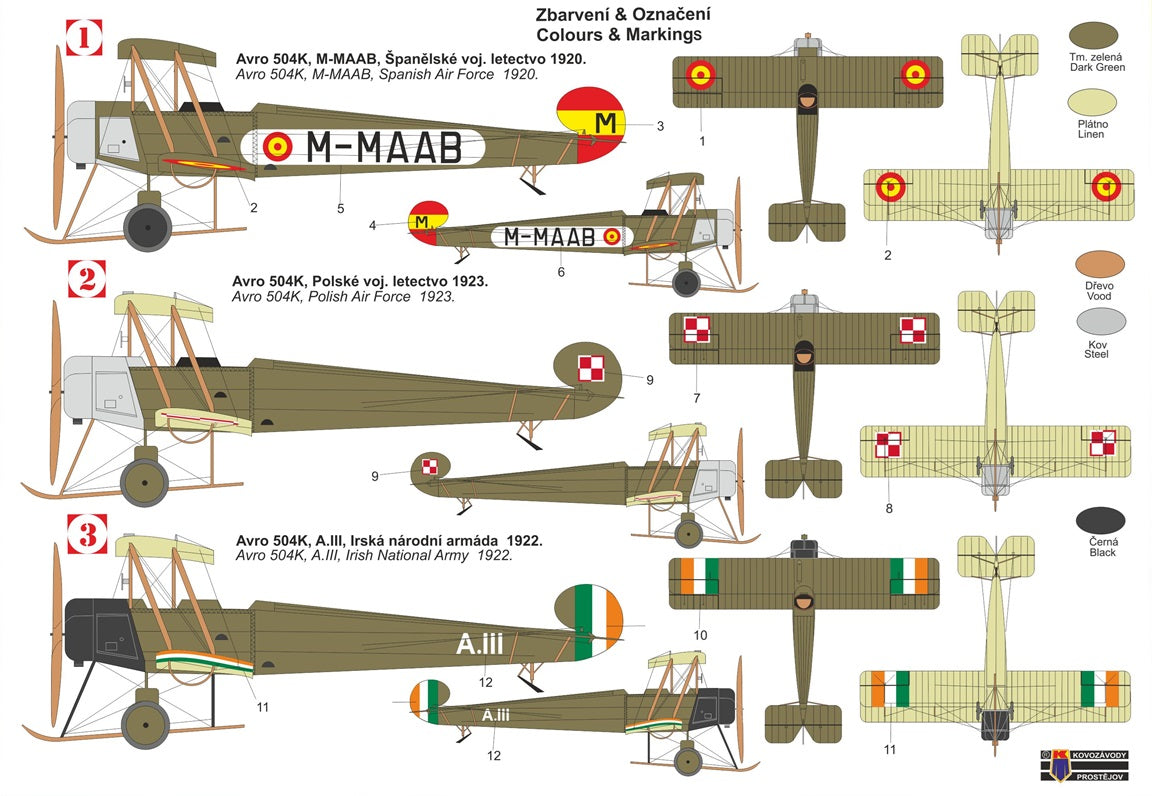 KP KPM72465 Avro 504K European Users Spain/Poland/Ireland 1:72