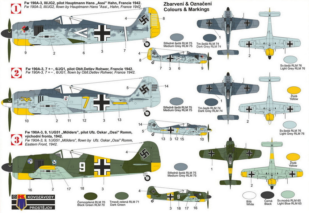 Kovozavody Prostejov KPM72491 1:72 Focke-Wulf Fw-190A-3 'Aces' new mould