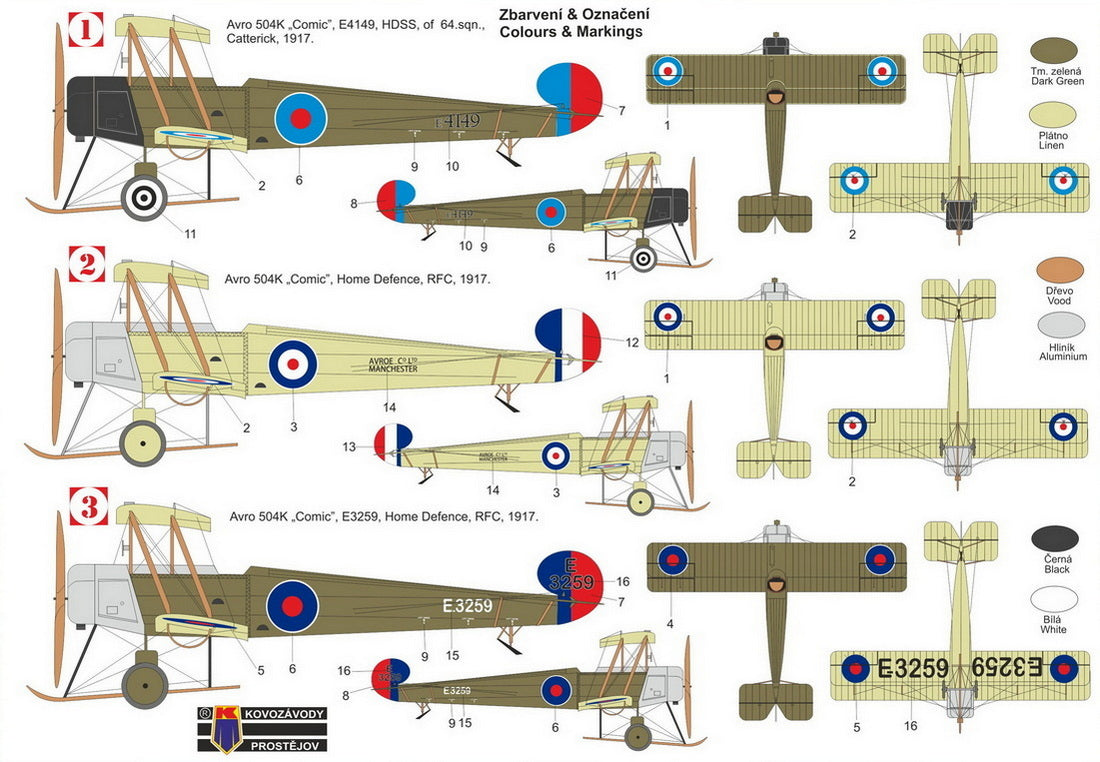Kovozavody Prostejov KPM72494 1:72 Avro 504K 'Comic' re-box, new parts & decals