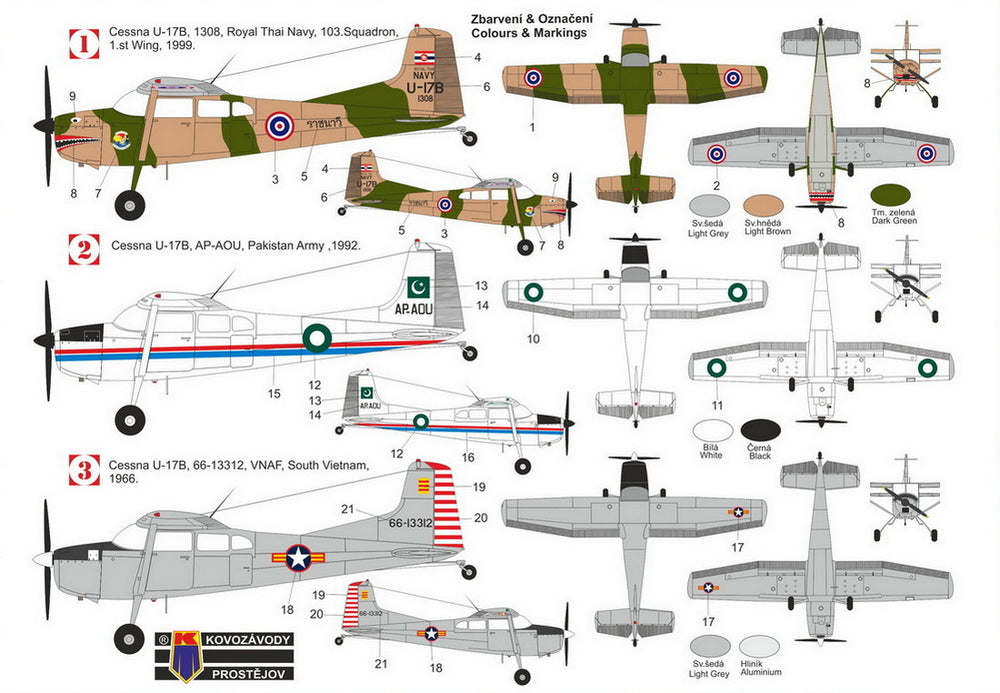 Kovozavody Prostejov KPM72495 1:72 Cessna U-17B 'Asian Users' re-box, new decals