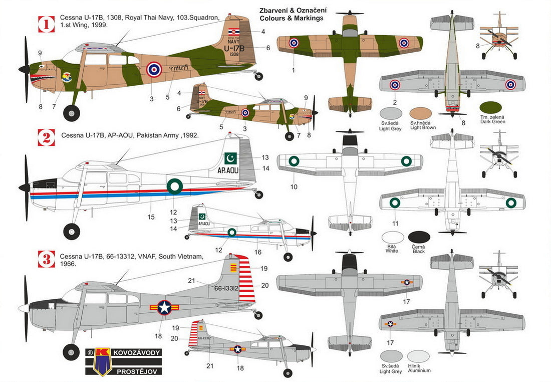 Kovozavody Prostejov KPM72495 1:72 Cessna U-17B 'Asian Users' re-box, new decals