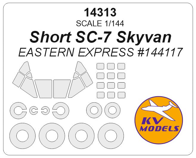 KV Models KV14313 1:144 Short SC-7 Skyvan wheels and canopy frame paint masks