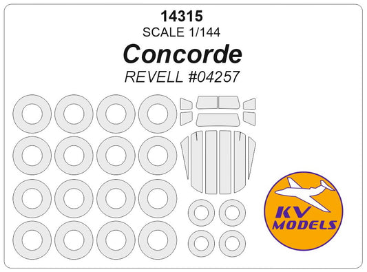 KV Models KV14315 Aerospatiale Concorde Canopy & Wheel Masks 1:144