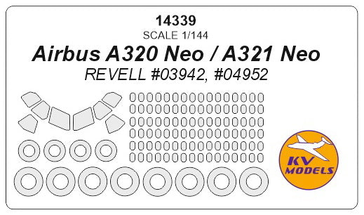 KV Models KV14339 1:144 Airbus A320 Neo, A321 Neo wheels & canopy masks