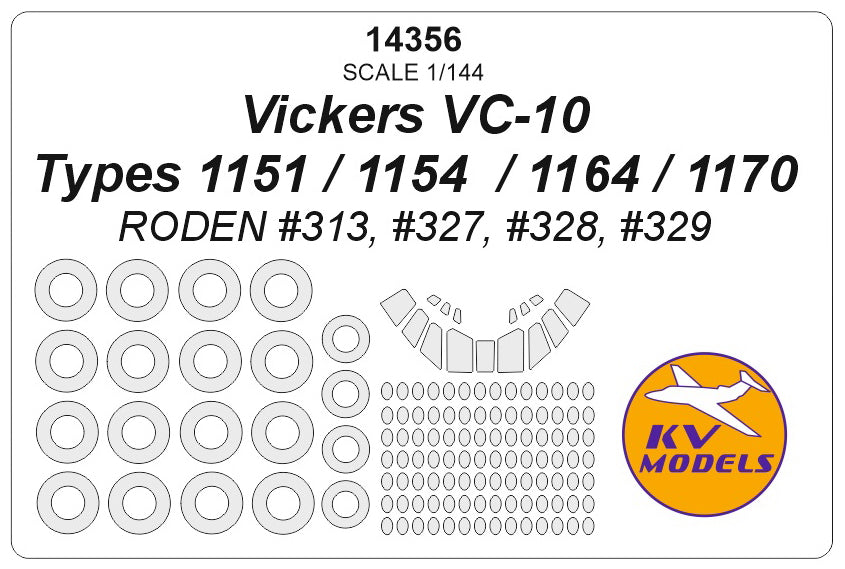 KV Models KV14356 Vickers VC-10 Type 1151-1170 Masks 1:144