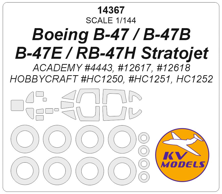 KV Models KV14367 Boeing B-47 Stratojet Canopy & Wheel Masks 1:144