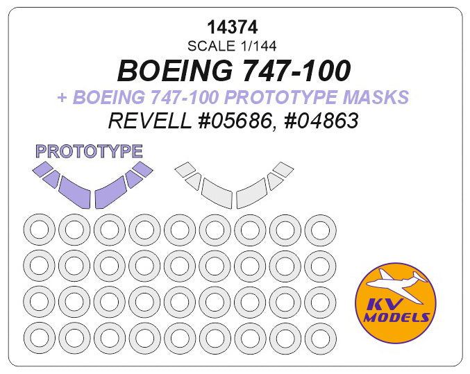 KV Models KV14374 1:144 Boeing 747-100 + prototype masks and masks for wheels