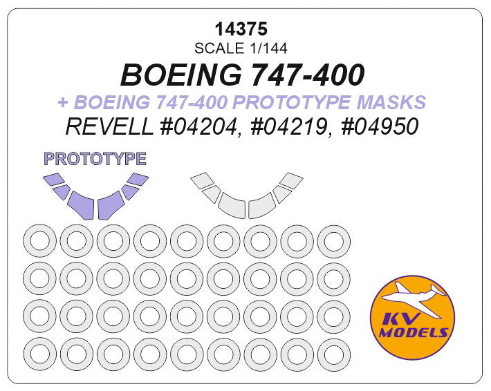 KV Models KV14375 1:144 Boeing 747-400 + prototype masks and masks for wheels