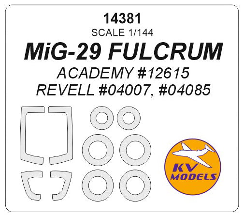 KV Models KV14381 1:144 Mikoyan MiG-29 FULCRUM wheels & canopy frame paint masks