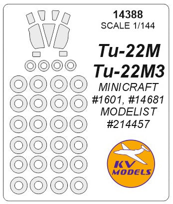 KV Models KV14388 Tupolev Tu-22M Canopy & Wheel Masks 1:144