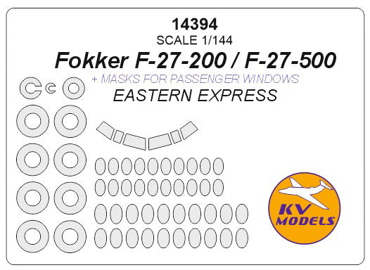 KV Models KV14394 Fokker F-27 Window & Wheel Masks 1:144