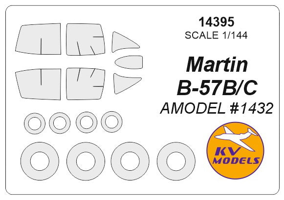 KV Models KV14395 1:144 Martin B-57 canopy mask & wheel paint mask masks