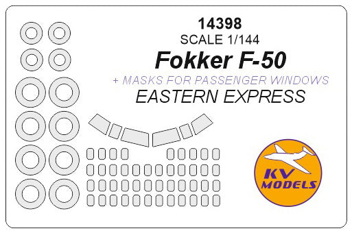 KV Models KV14398 1:144 Fokker F-50 masks for windows & wheels