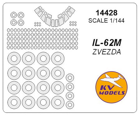 KV Models KV14428 Ilyushin IL-62M Canopy & Wheel Masks 1:144
