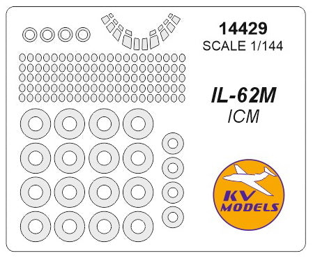 KV Models KV14429 Ilyushin IL-62M Canopy & Wheel Masks 1:144