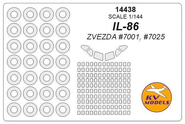 KV Models KV14438 Ilyushin IL-86 Canopy & Wheel Paint Masks 1:144