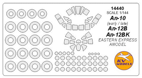 KV Models KV14440 Antonov An-10 / An-12 Canopy & Wheel Paint Masks 1:144