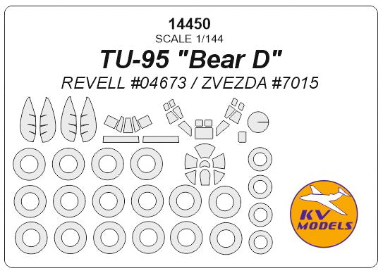 KV Models KV14450 Tupolev Tu-95 Bear D Canopy & Wheel Paint Masks 1:144