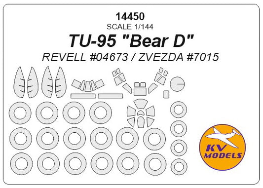 KV Models KV14450 Tupolev Tu-95 Bear D Canopy & Wheel Paint Masks 1:144