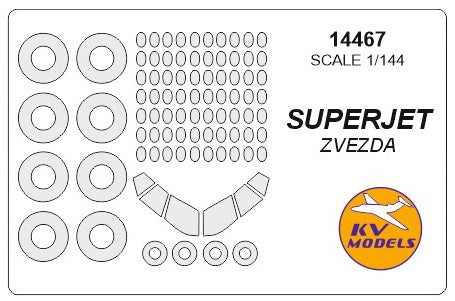 KV Models KV14467 Sukhoi Superjet-100 Canopy & Wheel Paint Masks 1:144