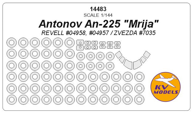 KV Models KV14483 Antonov An-225 Mrija Canopy & Wheel Paint Masks 1:144