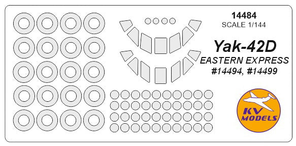 KV Models KV14484 Yakovlev Yak-42D Canopy & Wheel Paint Masks 1:144