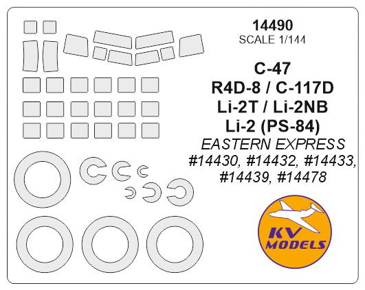 KV Models KV14490 1:144 Douglas C-47 Skytrain/R4D-8/C-117D/Li-2T/Li-2NB/Li-2