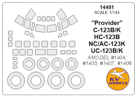 KV Models KV14491 Fairchild C-123 Provider Canopy & Wheel Masks 1:144