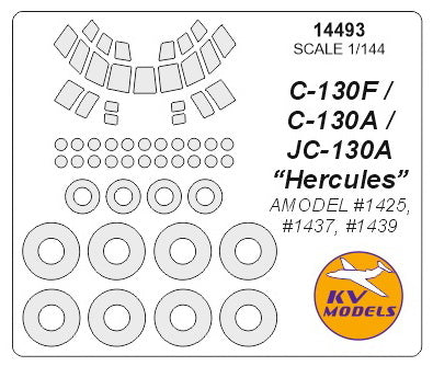 KV Models KV14493 Lockheed C-130 Hercules Canopy & Wheel Masks 1:144