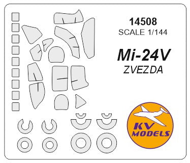 KV Models KV14508 1:144 Mil Mi-24V canopy mask & wheel paint mask masks