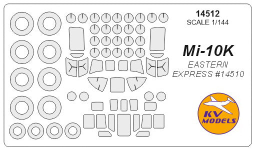 KV Models KV14512 1:144 Mil Mi-10K canopy mask & wheel paint mask masks
