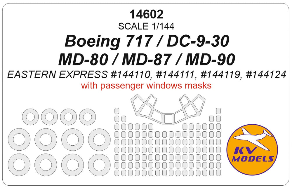 KV Models KV14602 Boeing 717/DC-9/MD-80 Window & Wheel Masks 1:144