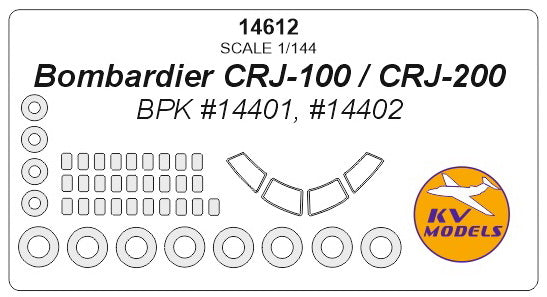 KV Models KV14612 Bombardier CRJ-100/200 Canopy & Wheel Masks 1:144